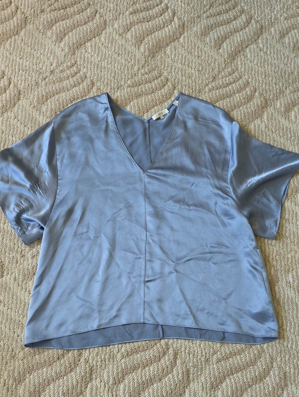 Vince Light Blue Silk V-Neck Blouse